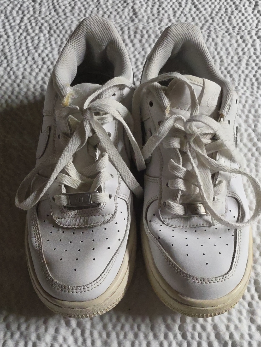 Kids Nike AF1 White Athletic Sneakers - Classic Lace-Up